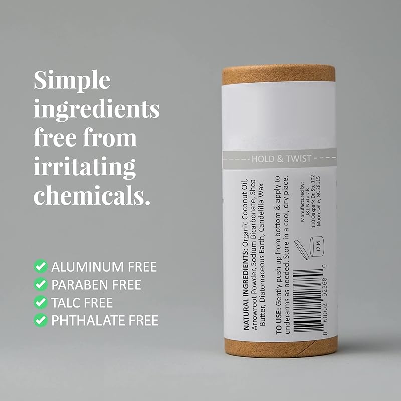 J&L Naturals Aluminum Free Deodorant for Men & Women | 100% Natural Ingredients With Coconut Oil, Shea Butter, & Essential Oils | Sustainable, Eco-Friendly (Lemongrass & Clove, 3.0 Oz (Single))