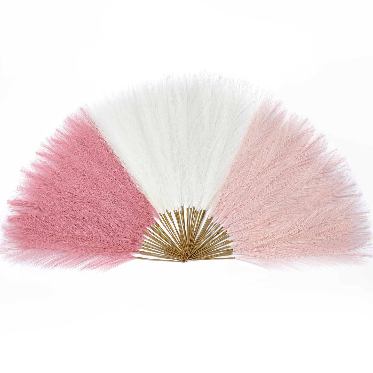 Serwalin 60 Pcs Pink Pampas Grass Decor, 17.7" Faux Pampas Grass, Short Artificial Fluffy Pompas Grass Vase Filler Flower Arrangement for Boho Home Wedding Living Room Wall Party Decoration