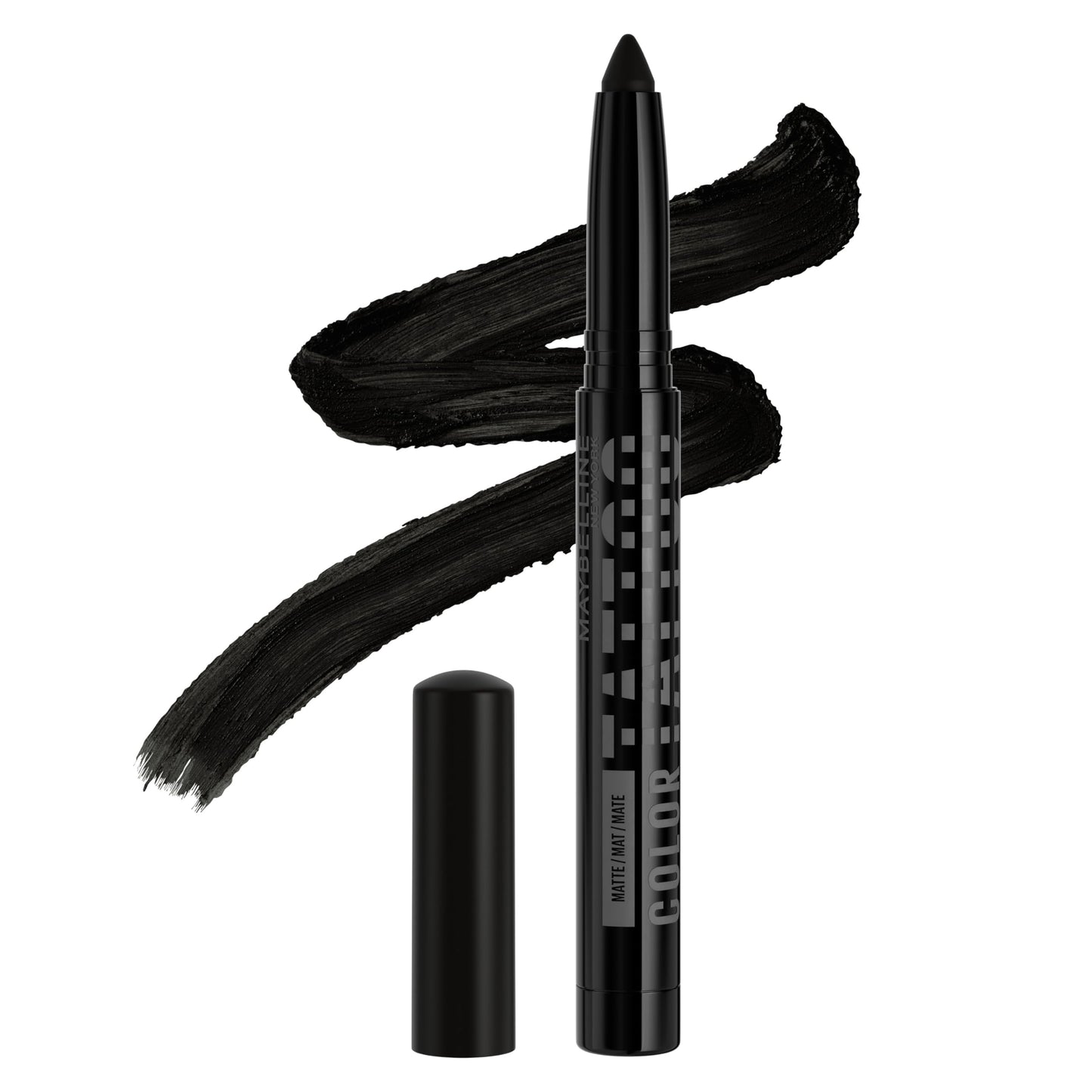 MAYBELLINE Color Tattoo Longwear Multi-Use Eye Shadow Stix, All-In-One Eye Makeup for Up to 24HR Wear, I am Rebellious (Matte Black), 1 Count