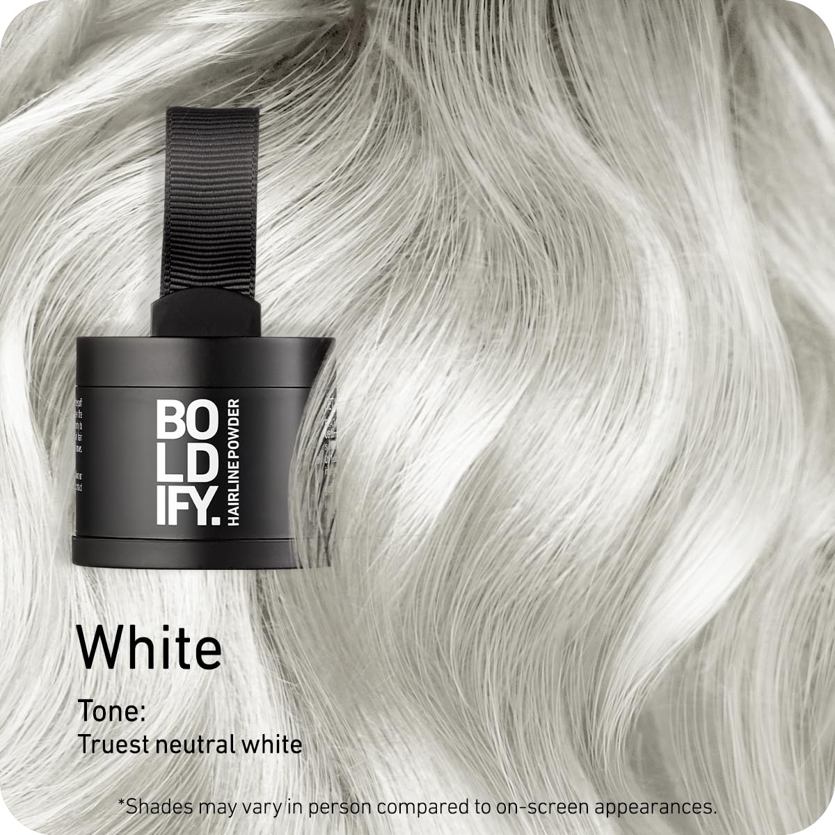 BOLDIFY Hairline Powder - Root Touch Up Hair Color for Gray Coverage - Bald Spot Concealing Hair Powder for Women & Men - 48-Hour Stain-Proof - White