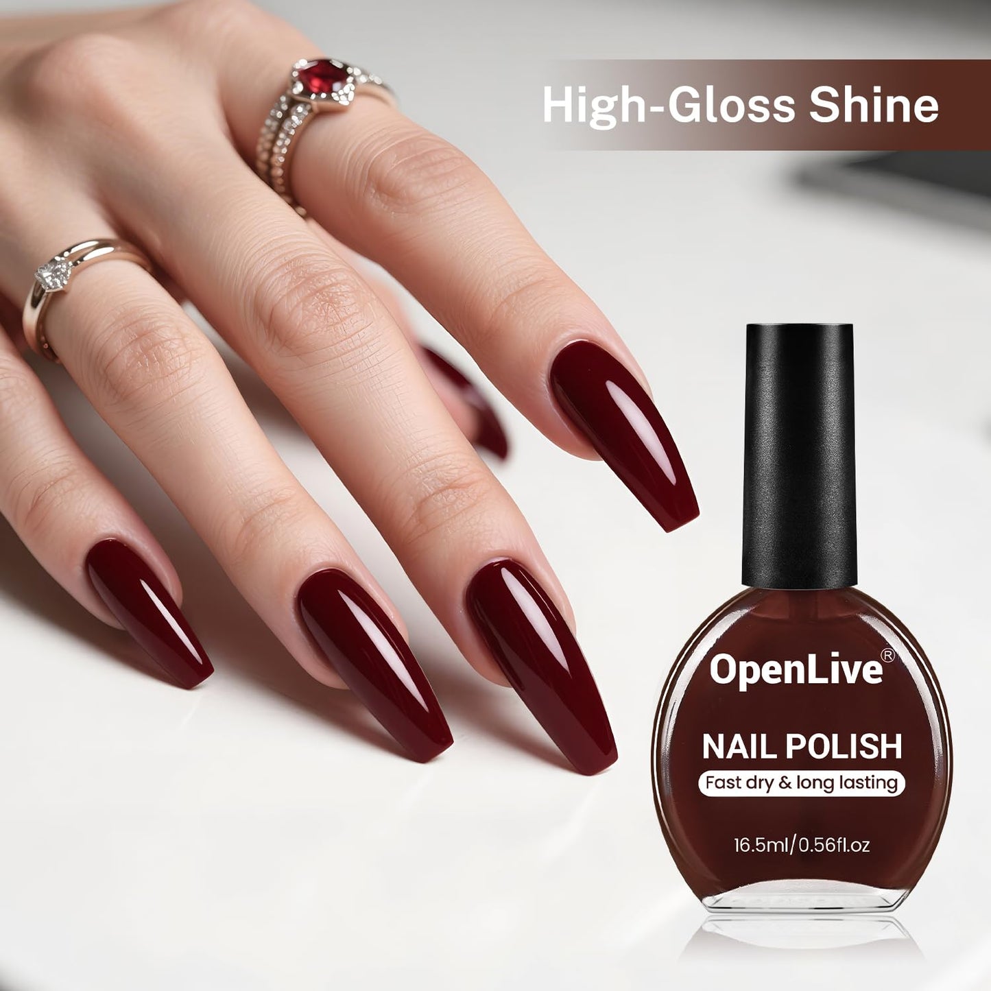 16.5ml Brown Nail Polish Large Volume Quick Drying Nail Polish, Fast Drying and Long Lasting Color Nail Art DIY Home Manicure Gift for Women