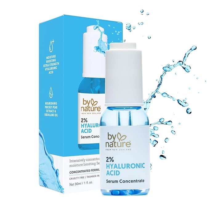 By Nature 2% Hyaluronic Acid Serum for Face & Neck - Skincare from New Zealand - 2% Hyaluronic Acid Facial Serum Concentrate - 1fl. Oz