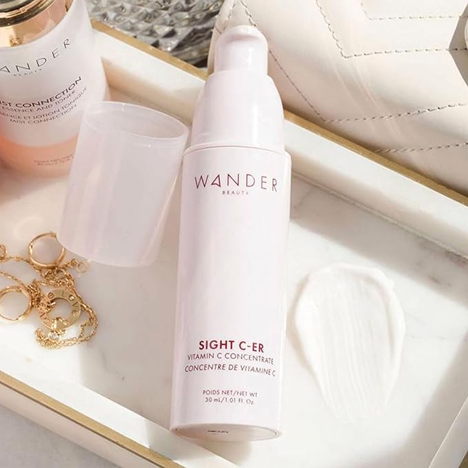Wander Beauty Sight C-er Vitamin C Concentrate - 20% Vitamin C Cream to Plump, Brighten, & Hydrate Face - Brightening Moisturizer with Vitamin E, Kakadu Plum, Niacinamide, & Hyaluronic Acid - 1.01 oz