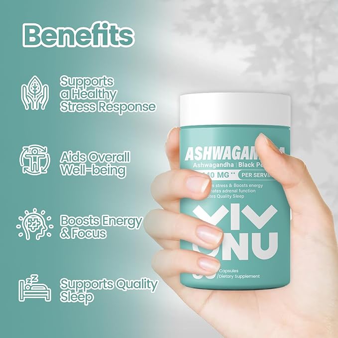 Ashwagandha Vegan Capsules is from Ashwagandha Powder & Root Extract KSM-66 | Black Pepper Extract | Releases Stress & Boosts Energy | Promotes Quality Sleep | 60 Coun