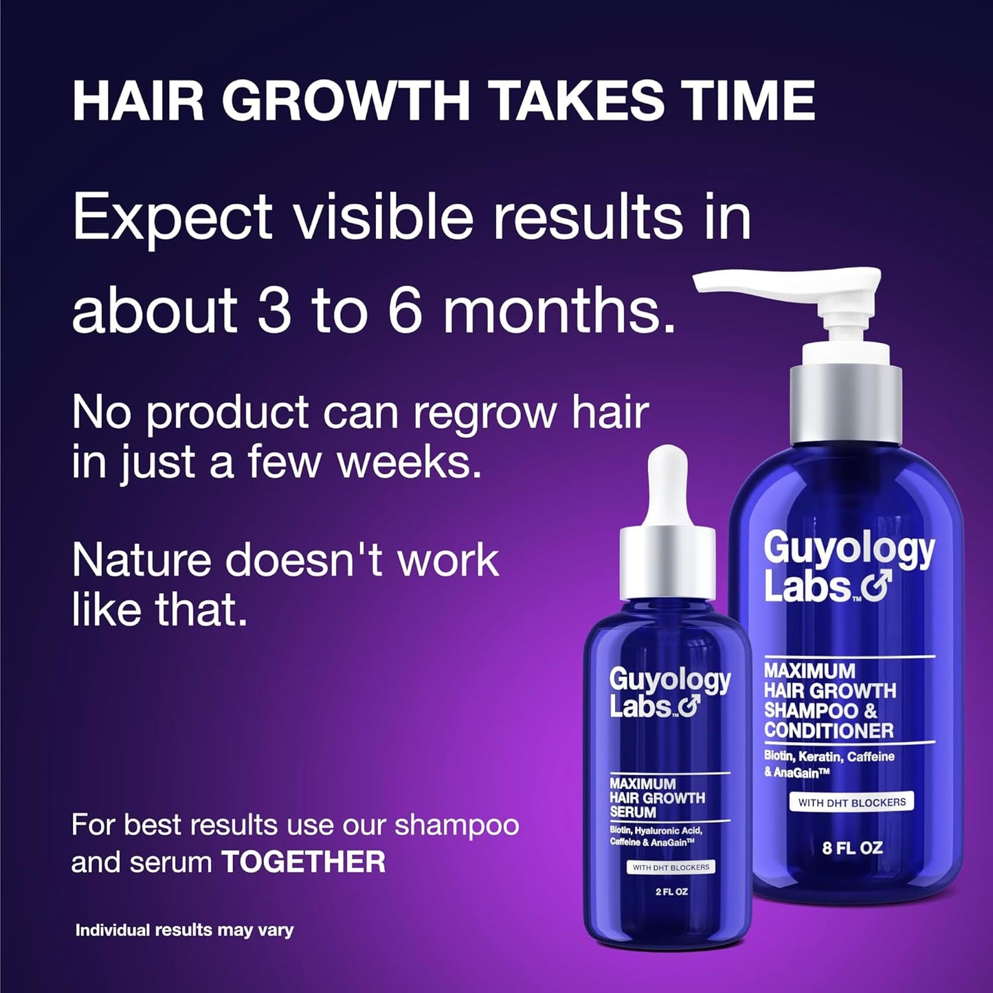 2 x Hair Growth Shampoo For Men - With Conditioner for Thinning Hair - Natural DHT Blockers To Reduce Hair Loss - Biotin and Keratin Best for Growth and Thickening - Made in USA