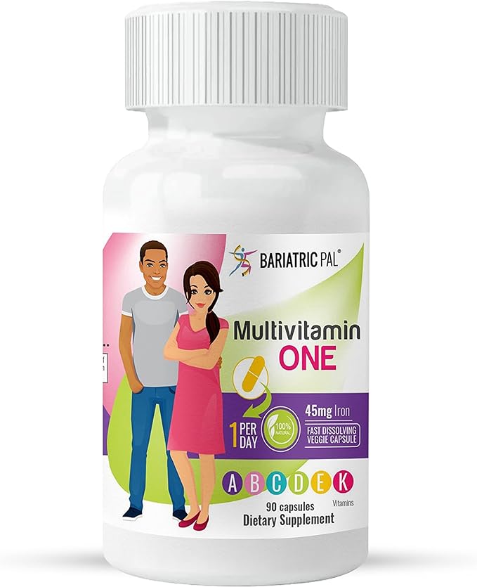 BariatricPal 90-Day Bariatric Vitamin Bundle (Multivitamin ONE 1 per Day! Capsule with 45mg Iron and Calcium Citrate Soft Chews 500mg with Probiotics - Strawberry Twist)