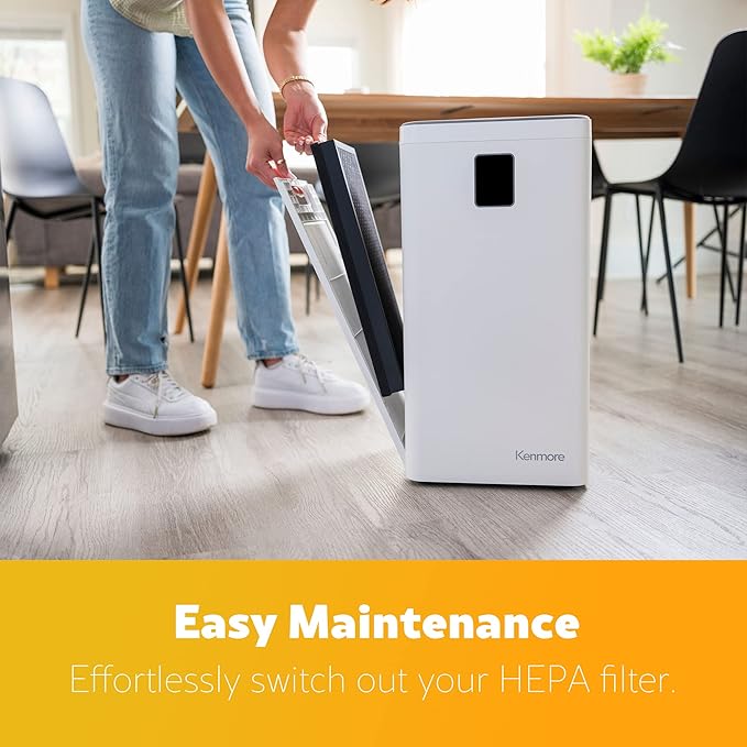 Kenmore PM4030 Air Purifier with H13 True HEPA Filter, Covers Up to 2300 Sq.Foot, 24db SilentClean 3-Stage HEPA Filtration System, 5 Speeds for Home Large Room, Kitchens & Bedroom