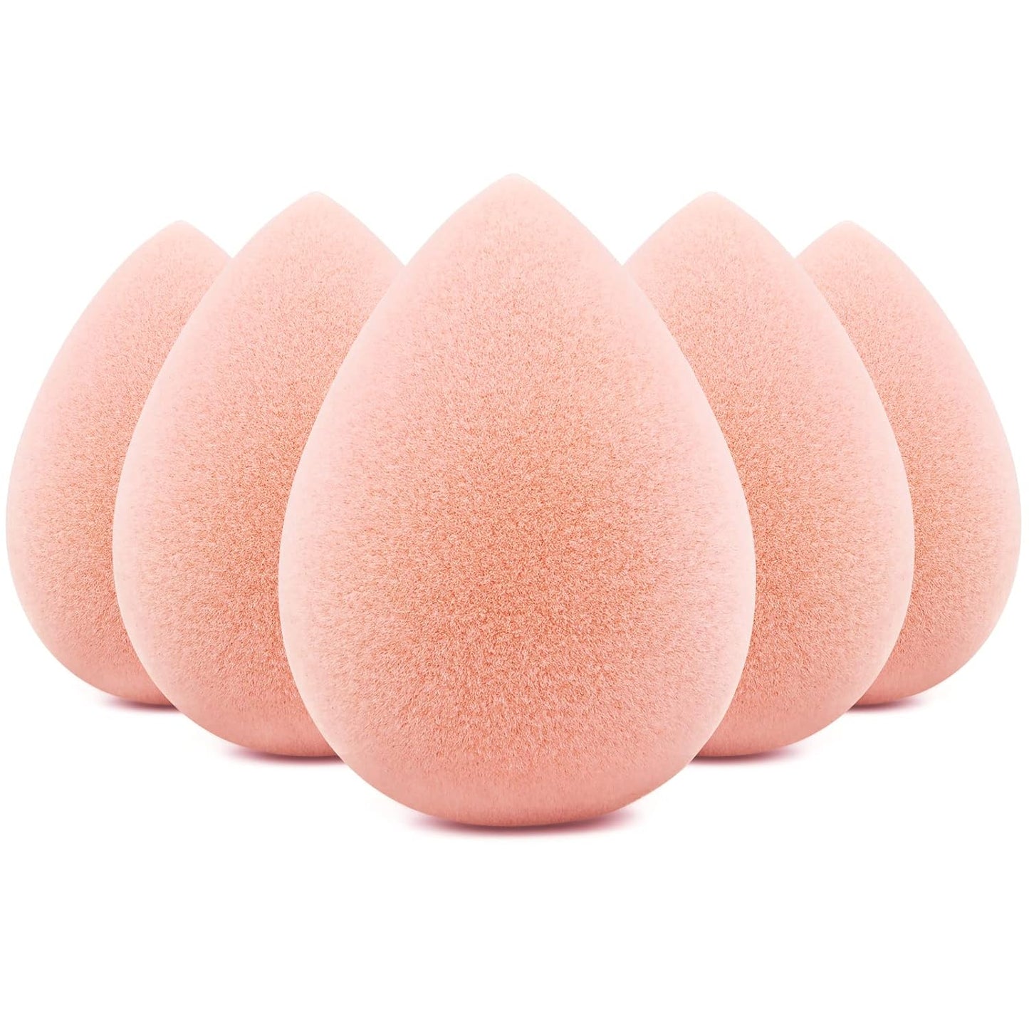BEAKEY Makeup Sponge Set, Foundation Blending Sponge, Beauty Sponges Flawless for Liquid, Cream, and Powder, Microfiber Latex-Free and Vegan Boun Boun Sponges, 5 Pcs Pink Makeup Sponges