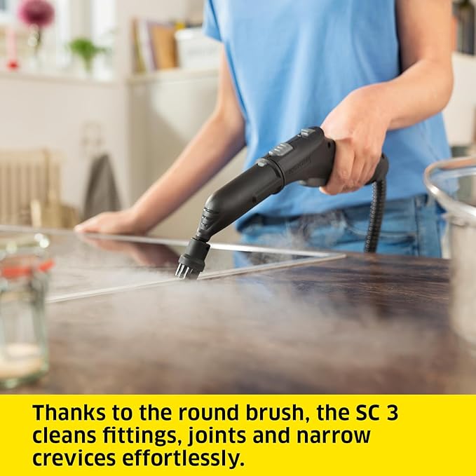 Kärcher Steam Cleaner, Multi Purpose, Power Steamer, Chemical-Free, 40 Sec Heat-Up, for Grout, Tile, Hard Floors, Appliances & More - SC 3 Easy Fix