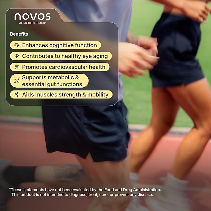 NOVOS Core Longevity Mix, Anti-Aging Supplement, Drink Powder Packet Orange Flavor - Skin Support, Energy, Mood Support, Sleep and Cognition Support - 30 Servings