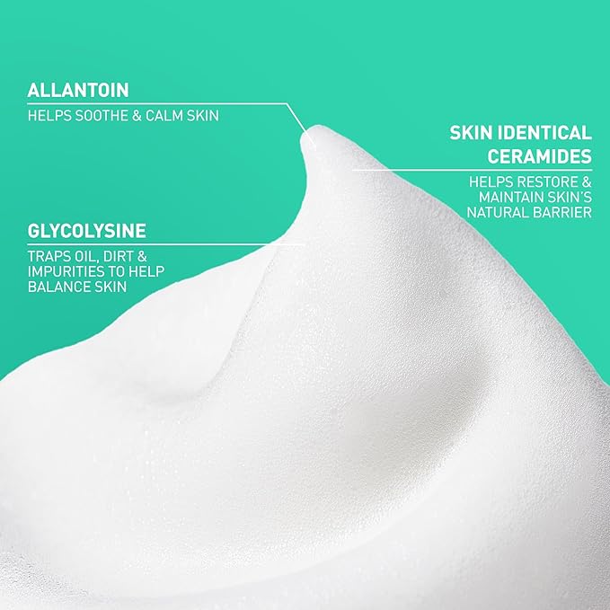 CeraVe Balancing Air Foam Face Wash, Foaming Facial Cleanser For Combination Skin, 8HR Oil Control + 24HR Hydration, Fragrance-Free & Non-Comedogenic, With Glycolysine™ & 3 Essential Ceramides, 8oz
