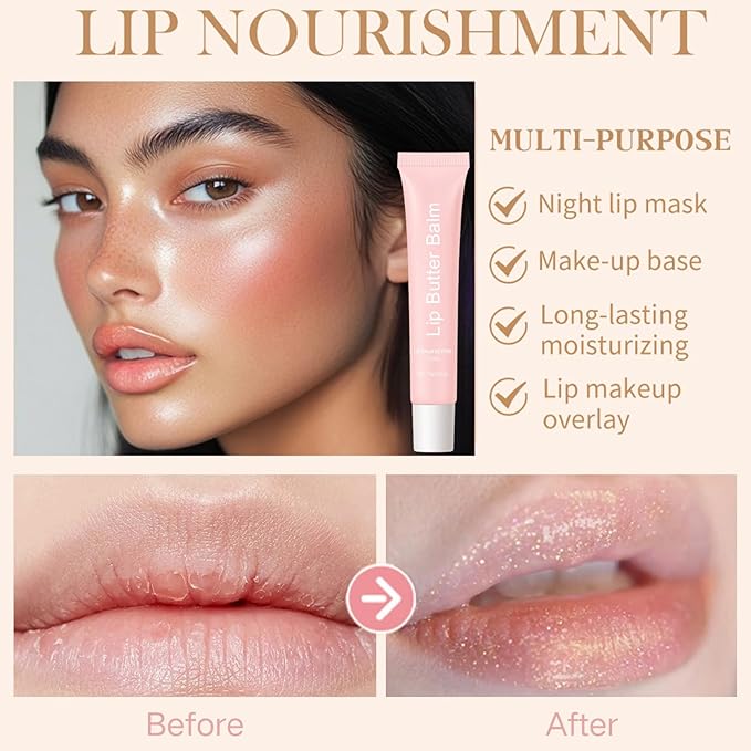 Lip Butter Balm - Lip Balm Hydrating - Tinted Lip Balm - Moisturizing Lip Gloss Set - Girls Lip Oil - Lip Moisturizer for Women - Lip Care Products - Christmas Gifts for Teen Girls