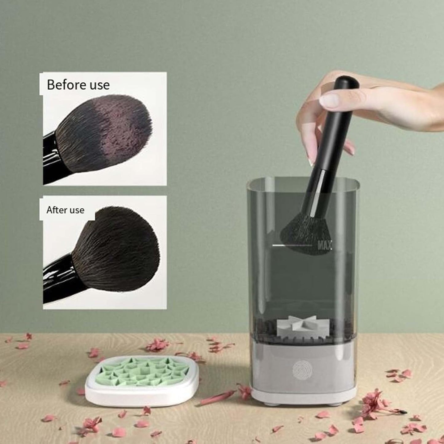 Wavearnn Electric Makeup Brush Cleaner,2025 upgrade 2-in-1 Electric Makeup Brush Automatic Cleaner,Efficient Deep Cleaning All Types Of Brushes,For All Types Of Brushes Set (Plug-in type,2PCS A)