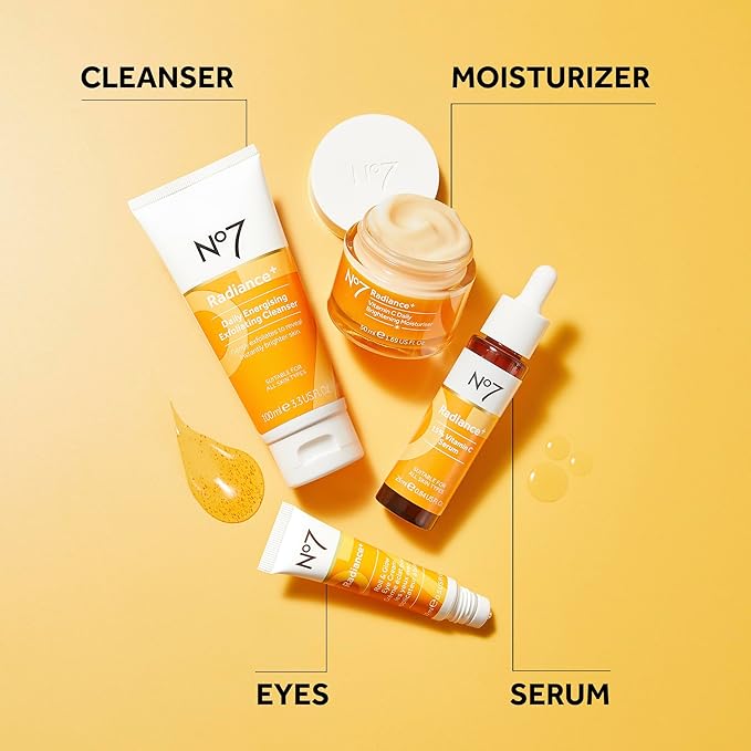 No7 Radiance+ Brightening Vitamin C Moisturizer Face Cream - Skin Nourishing Face Moisturizer - Fast-Absorbing + Lightweight Formula & Suitable for Dry Skin, 1.69 fl oz