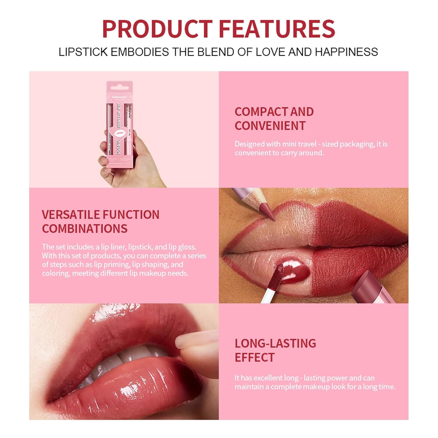3PCS Lip Liner and Lipstick Combo Set - Matte Lip Liner Pencil, Velvet Matte Lipstick & Hydrating Collagen Lip Gloss - Long-Lasting, Smudge-Proof, High Pigment Nude Pink Lip Makeup Kit (Set 1, 3)