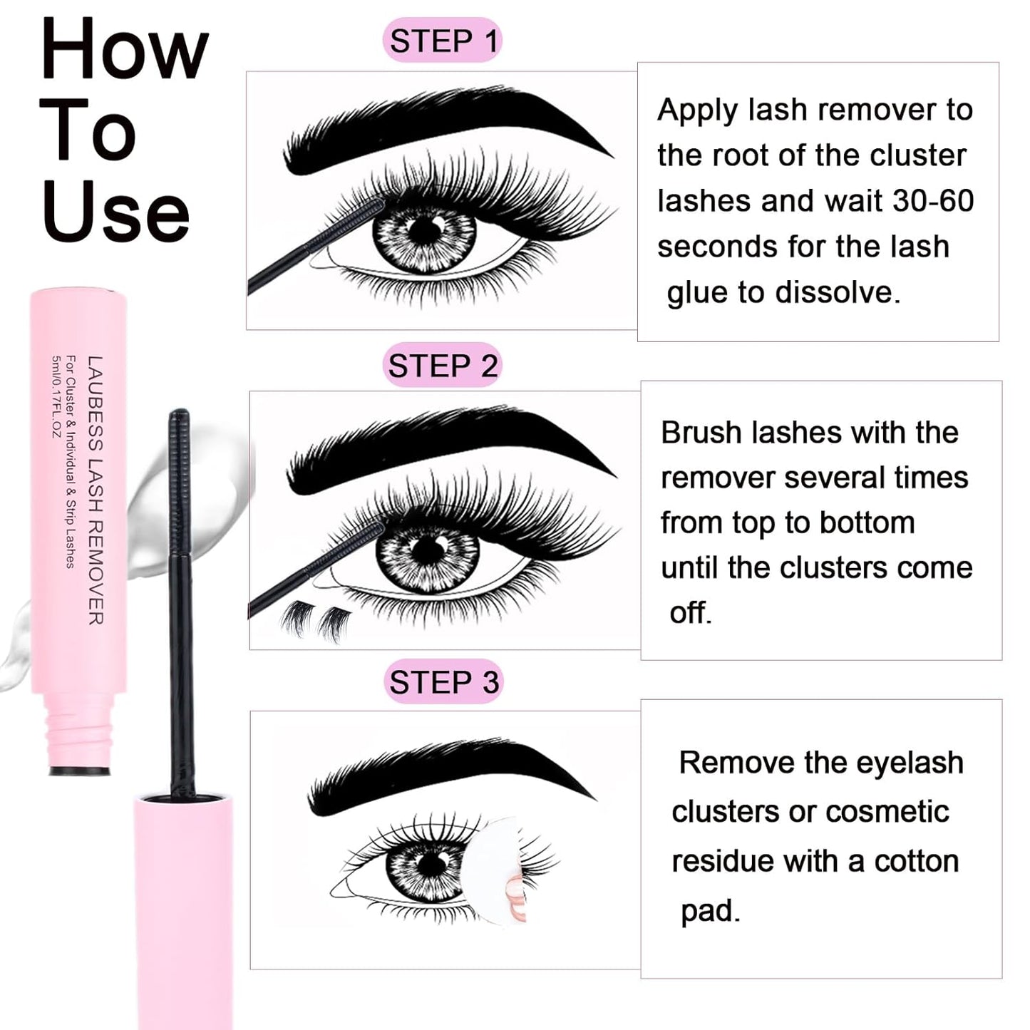 Lash Clusters Kit LAUBESS DIY Lash Extension Kit Lash Bond and Seal Waterproof Lash Glue Remover Tweezers Brush Cluster Eyelash Extensions Kit Eyelash Clusters (Kit 30D-D-Mix14-18)