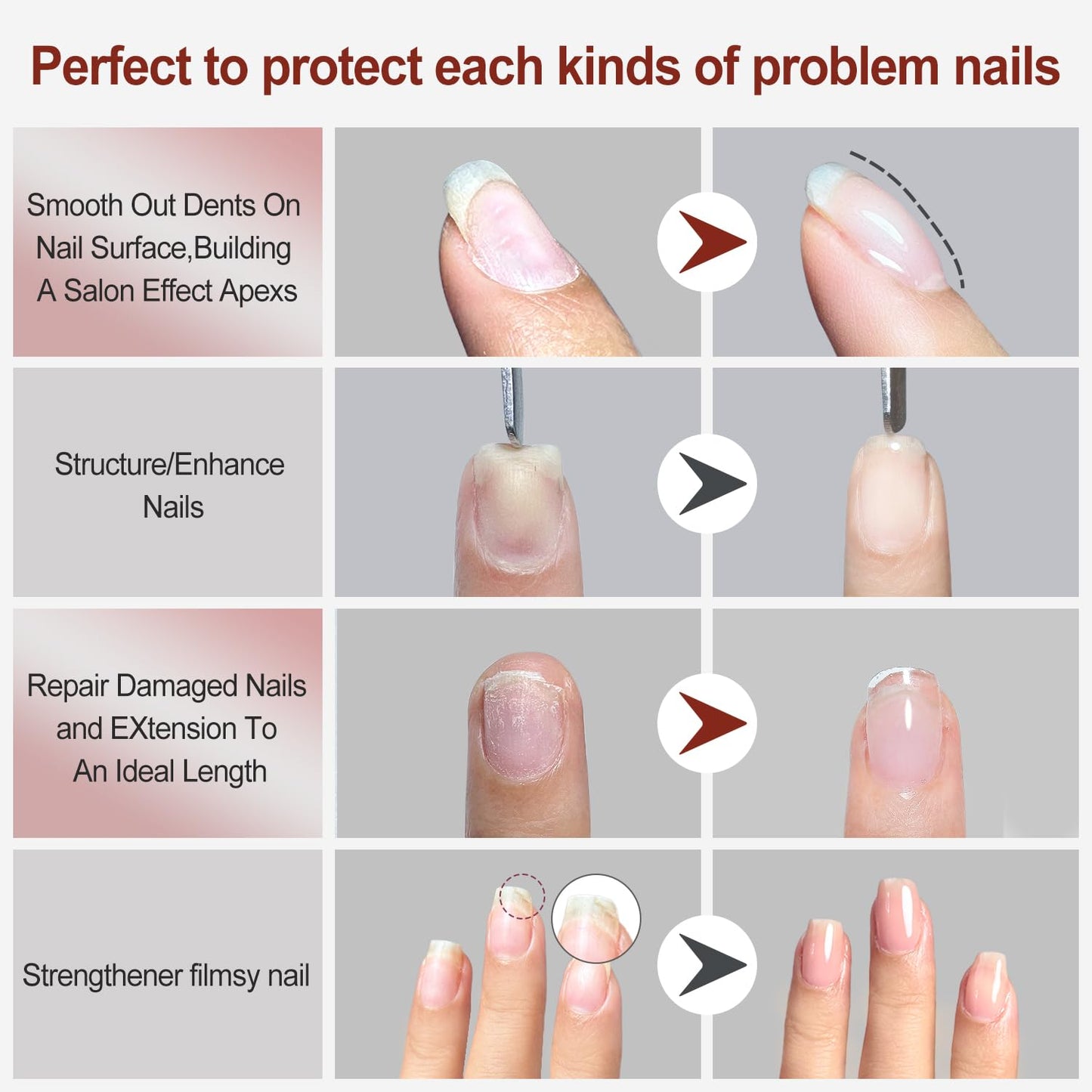 FZANEST Rubber Base Gel For Nails Builder Nail Sheer Jelly Cream White Color Elastic Rubber Base Coat for Nail Strengthener Extension