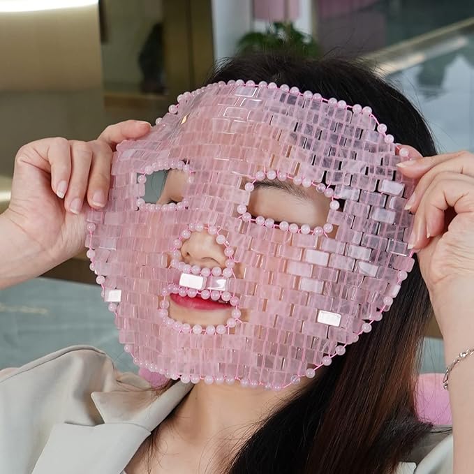 ideayard Rose Quartz Mask｜100% All Natural Jade Face Mask｜Diminish Puffiness｜Soothe Eye Fatigue｜Dark Circles Face Caring