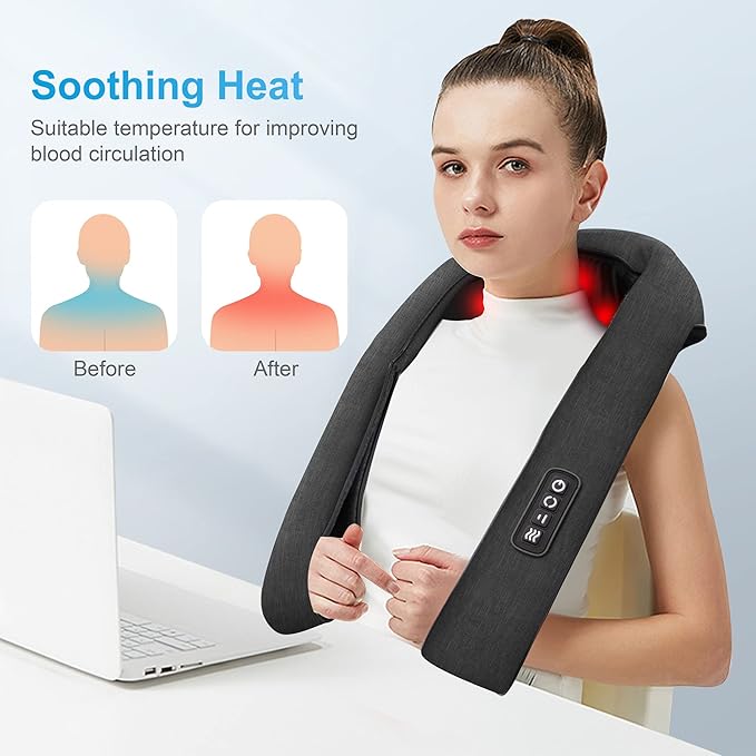 COMFIER Cordless Hair Scalp Massager- Electric Head Massager with Kneading 84 Massage Nodes, Handheld Portable Head Scratcher Massager for Hair Growth, Neck Back Massager with Heat, Shiatsu Neck & S