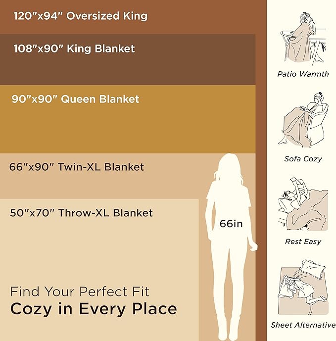 Bedsure 100% Cotton Blanket Twin XL Size for Bed - Breathable and Lightweight, Soft Cozy Textured Herringbone Woven Blanket for Summer Spring, Burnt Orange, 66x90 inches