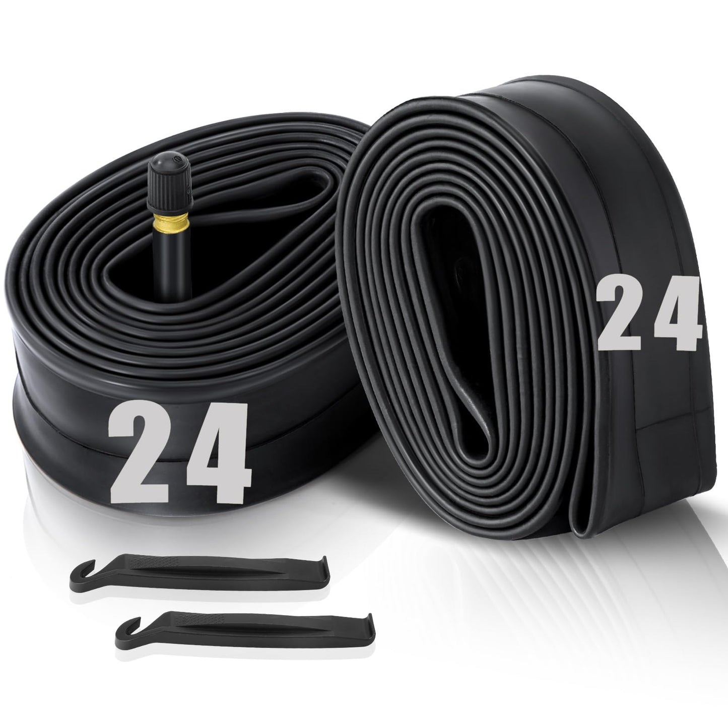 2-Pack Bike Inner Tube for 24 X 1.75/1.95/2.10/2.125", Premium 24x1.95 Bicycle Tube with 32 mm Schrader Valve 2PCS Levers, 24x2.125 Tube Compatible with Road/MTB/Kids Bike by Hydencamm (2 of One Size)