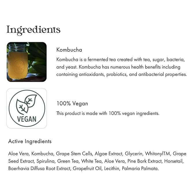 emerginC Scientific Organics Kombucha Cleanser - Nutrient Powerhouse Face Wash with Aloe Vera + Plant Stem Cells to Help Visibly Improve Skin Tone + Texture (4 oz, 120 ml)