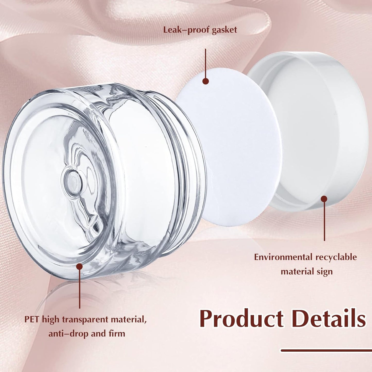 SATINIOR 100 Pcs Plastic Jars with Lids Small Containers Lids Wide Mouth Small Plastic Containers for Lotion Cream Rhinestones Body Butters Travel Storage (2 oz,White)