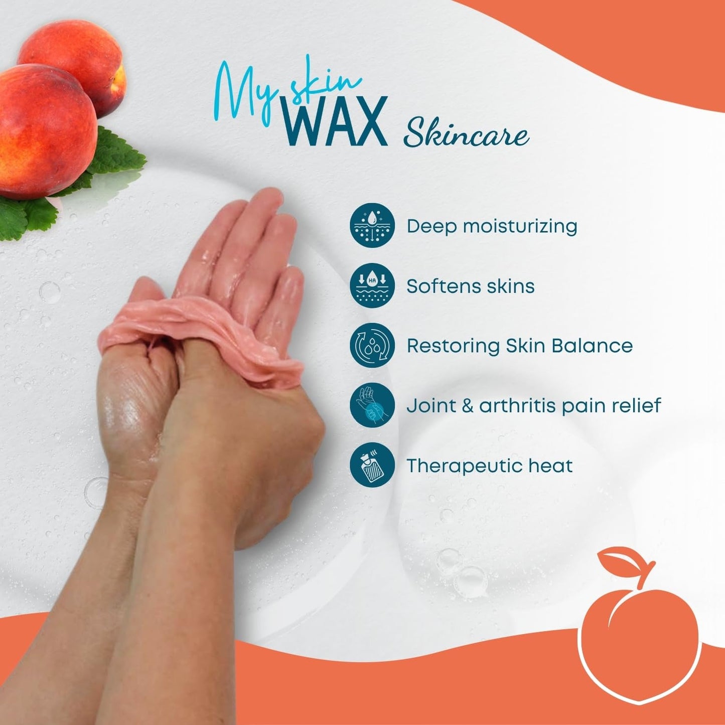 Paraffin Wax Refills Maxi Pack for Hands and Feet Bath – 6 Large Blocks 5.25 lb Peach Scent, Moisturizing Non-Greasy Wax for Arthritis Relief, Pedicure, Home Spa