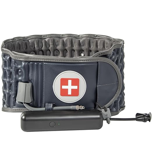 Decompression Back Belt with Electric Inflatable Pump -Lumbar Support Belt for Lower Back Pain Relief, Air Traction Device Fits Waist Size 29-49 Inches (Blue)