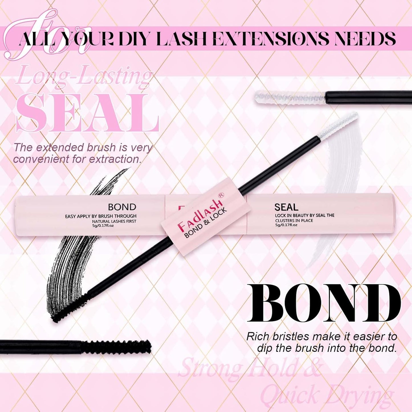 FADLASH Lash Extension DIY Kit Lash Clusters D Curl Cluster Lashes with Lash Bond and Seal Cluster Lashes Glue Remover Lash Tweezers for DIY Eyelash Extension at Home（Kit 40D+50D-0.07D-12-18MIX）