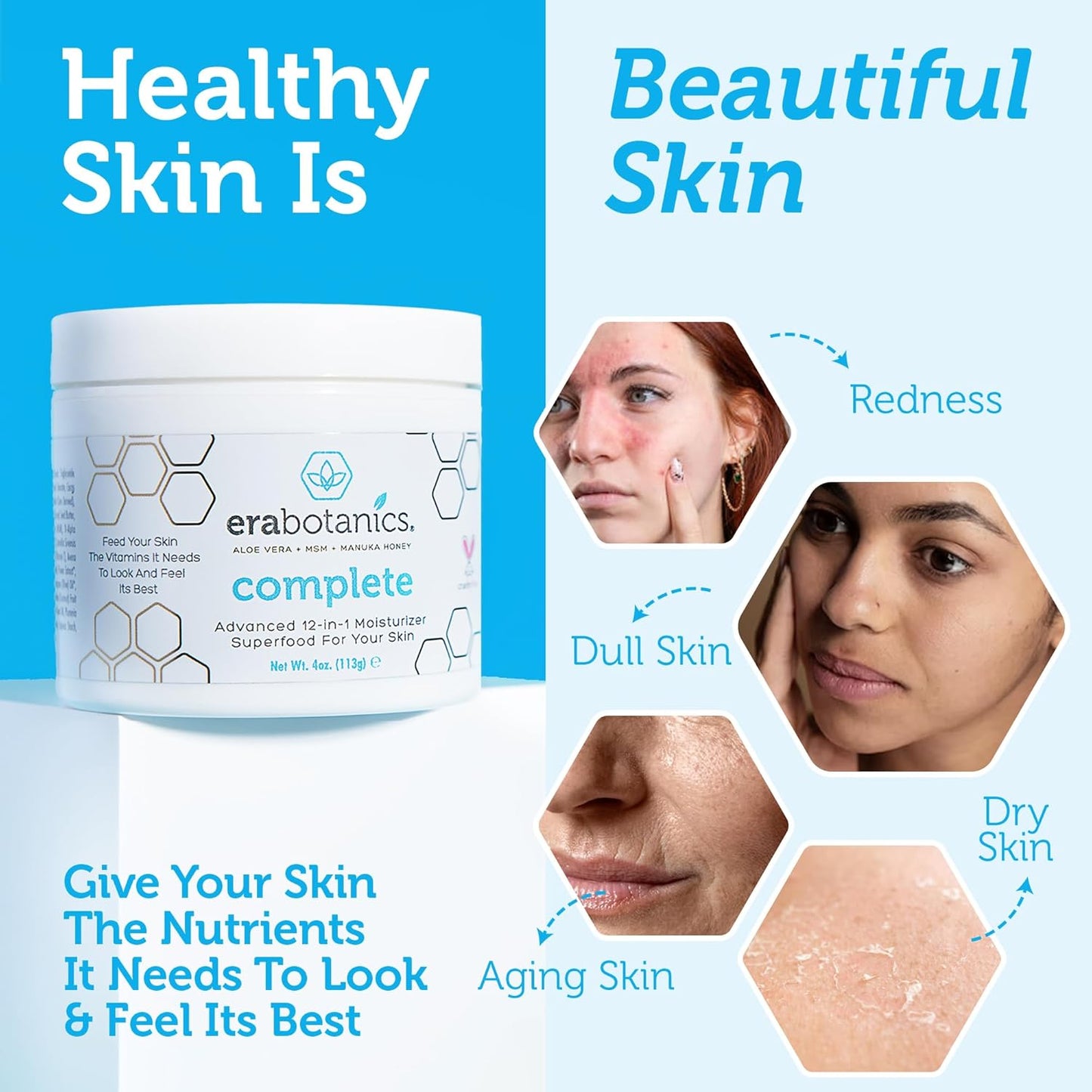 Era Organics Face Moisturizer Cream - Advanced 12-In-1 Rejuvenating Formula With Superfood Complex Manuka Honey, Hyaluronic Acid, Hemp Oil - Anti Aging Wrinkle Defense For Women or Men - 2oz