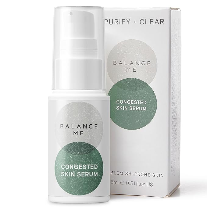Balance Me Congested Skin Serum, Natural Acne Treatment for Face with Kanuka & Moringa, Non-Drying Spot Serum for Oily, Combination & Sensitive Skin (1 x 0.5 fl oz)