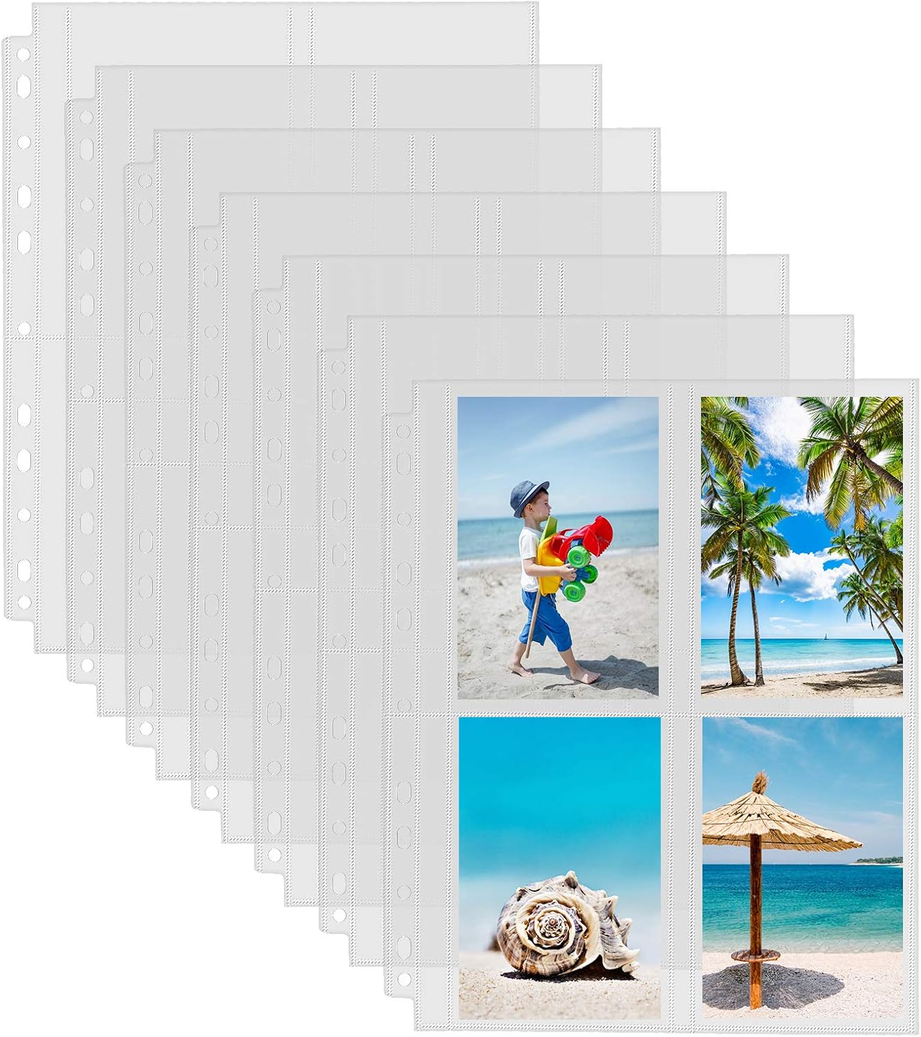 Sooez 30 Pack Heavy Duty Photo Sleeves for 3 Ring Binder (240 Pictures), 3.5x5 Plastic Album Refill Pages, Clear Archival Sleeves, Seed Binder Pages 8.5x11