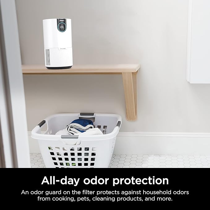 Shark Air Purifiers for Bedroom, Office, Dorm, Small Room, HEPA Air Filter, Odor Eliminator, Covers Up To 500 SQ FT, Air Filtration Removes Smoke, Dust, Allergens, Pet Dander, and Pollutants, HP102