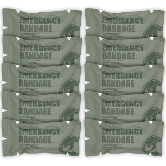 RHINO RESCUE 6" Emergency Compression Bandage Strile Trauma Wound Dressing Israeli First Aid Kit IFAK, FSA HSA Eligible, 6 Inch, 10 Count