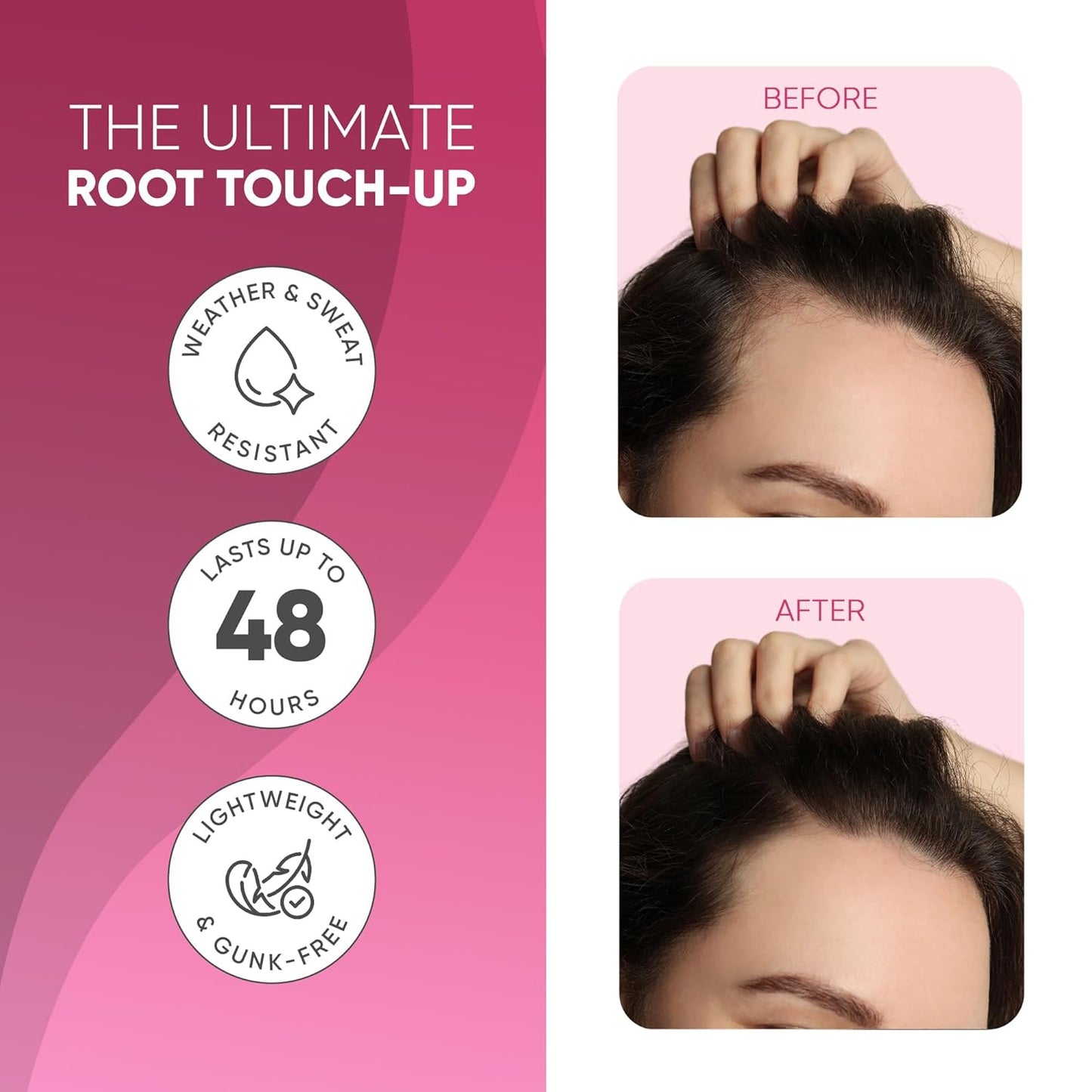 GBG Hairline Powder, Black - 48-Hour Coverage Root Touch Up Powder for Bald Spots, Instant Hair Loss Concealer & Brightening Highlights - Hair Fillers for Thinning Hair for Women & Men, 4g