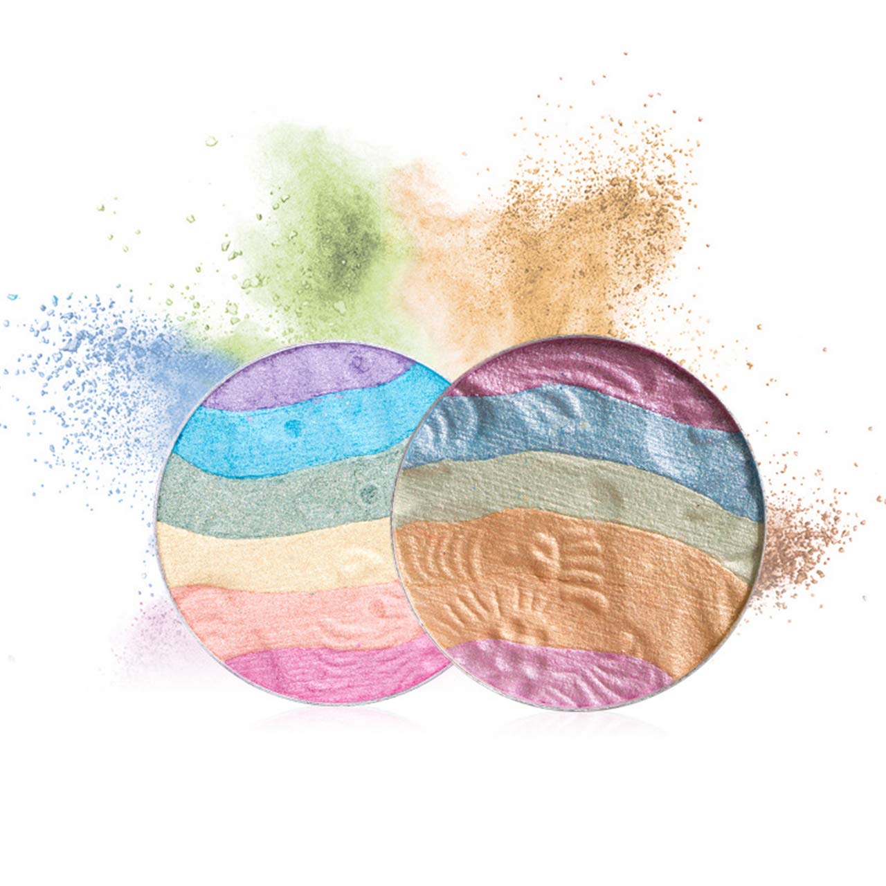 Pro 6 Colors 3D Baked Rainbow Highlighter Eyeshadow Makeup Palette Xmas Cosmetic Blusher Shimmer Powder Contouring Kit Unicorn Blush
