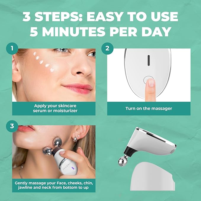 Microcurrent Facial Device - 6 in 1 Advanced Face Microcurrent Device - Rejuvenating Facial Microcurrent Device Anti-Aging Microcurrent Facial Devices Boost Skin Care Products Absorption (White Cream)