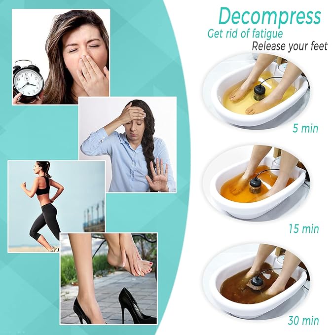 BOEE Ionic Foot Bath Machine with Foot File, Ion Cleanse Detox Bath for Home Use, Regain Vitality and Extra Smooth Feet