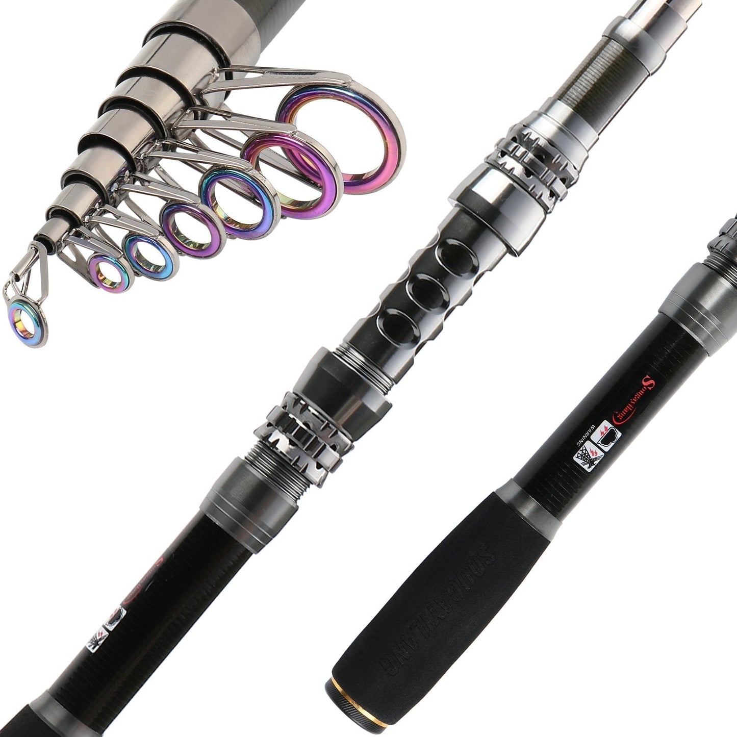 Sougayilang Telescopic Fishing Rod Carbon Fiber Travel Portable Spinning Fishing Pole for Boat Saltwater and Freshwater Fishing-1.8M/5.91FT