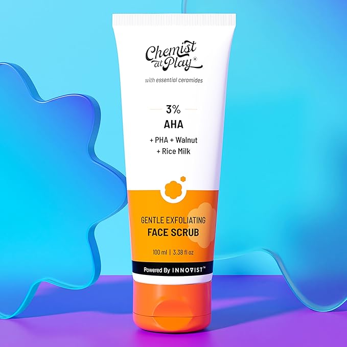 Chemist At Play Gentle Exfoliating Face Scrub with Mandelic Acid & Walnuts | Removes Dead Skin & Blackheads | Detans |Gives Instant Glow| Face Scrub for Women & Men | 100ml