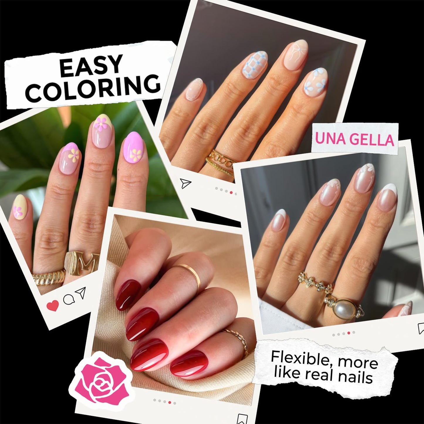 UNA GELLA Extra Short Almond Nail Tips Full Cover 216PCS Gel Nail Tips Short Almond Shaped Nails Tips Soft Gelly Gel Clear Fake Nails Tip for Acrylic Nail Tip Soak Off Home DIY Salon Nails 12 Sizes