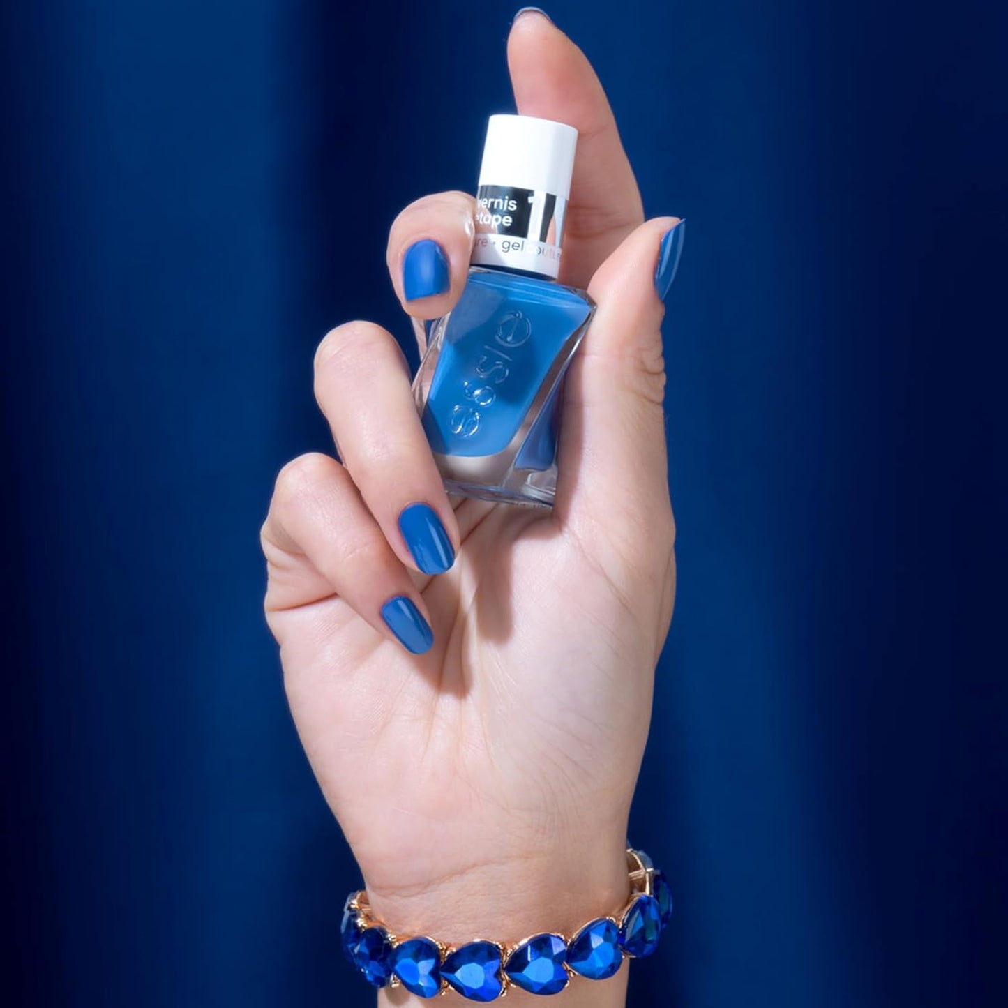 essie gel couture, Long-Lasting Nail Polish, Vegan, Be Dazzled, Blue, Statement Peace, 0.46 fl oz