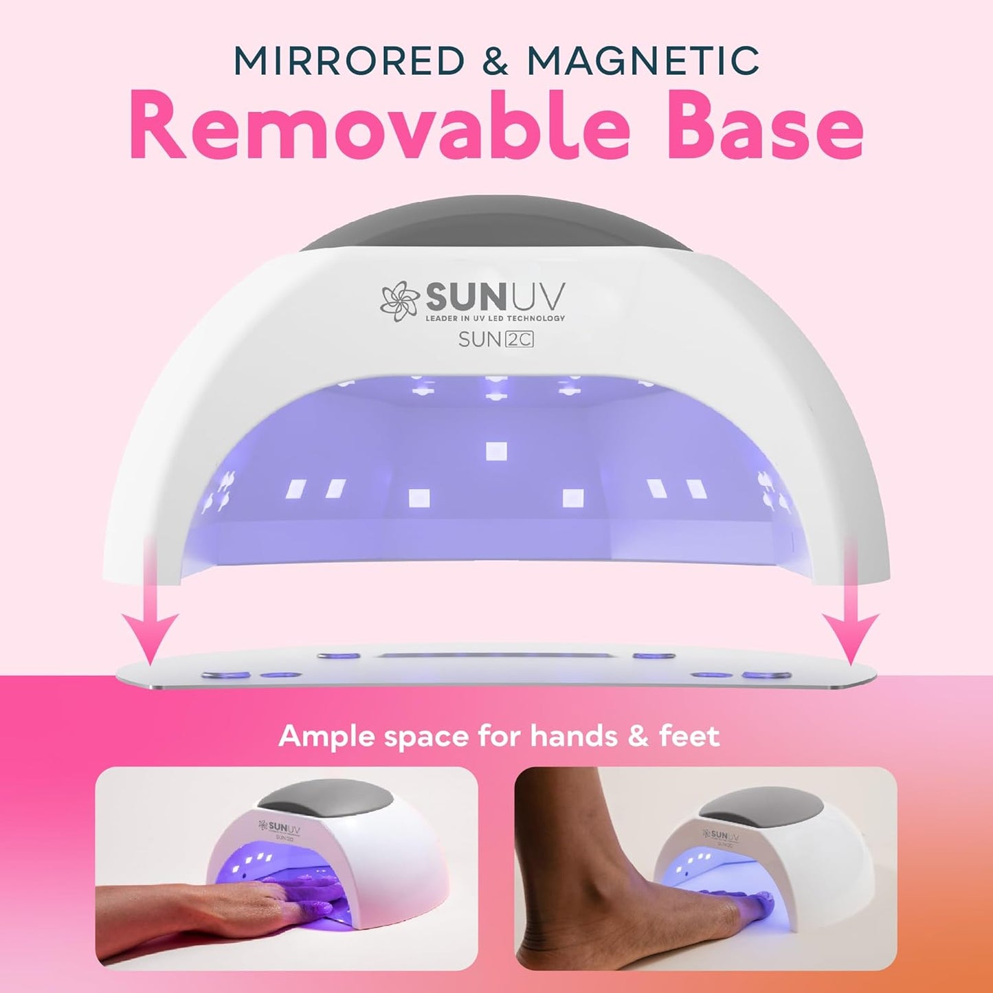 SUNUV UV Light for Gel Nails Polish, UV LED Nail Lamp with 4 Timer Settings, Auto Sensor Removable Base SUN2C Grey