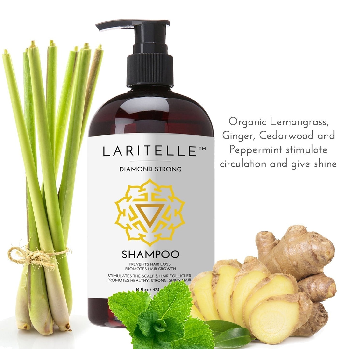 Organic Hair Growth Set | Shampoo 17 oz + Conditioner 16 oz + Hair Loss Treatment 4 oz | Argan Oil, Rosemary, Ginger & Cedarwood | NO GMO, Sulfates, Gluten, Alcohol, Parabens, Phthalates