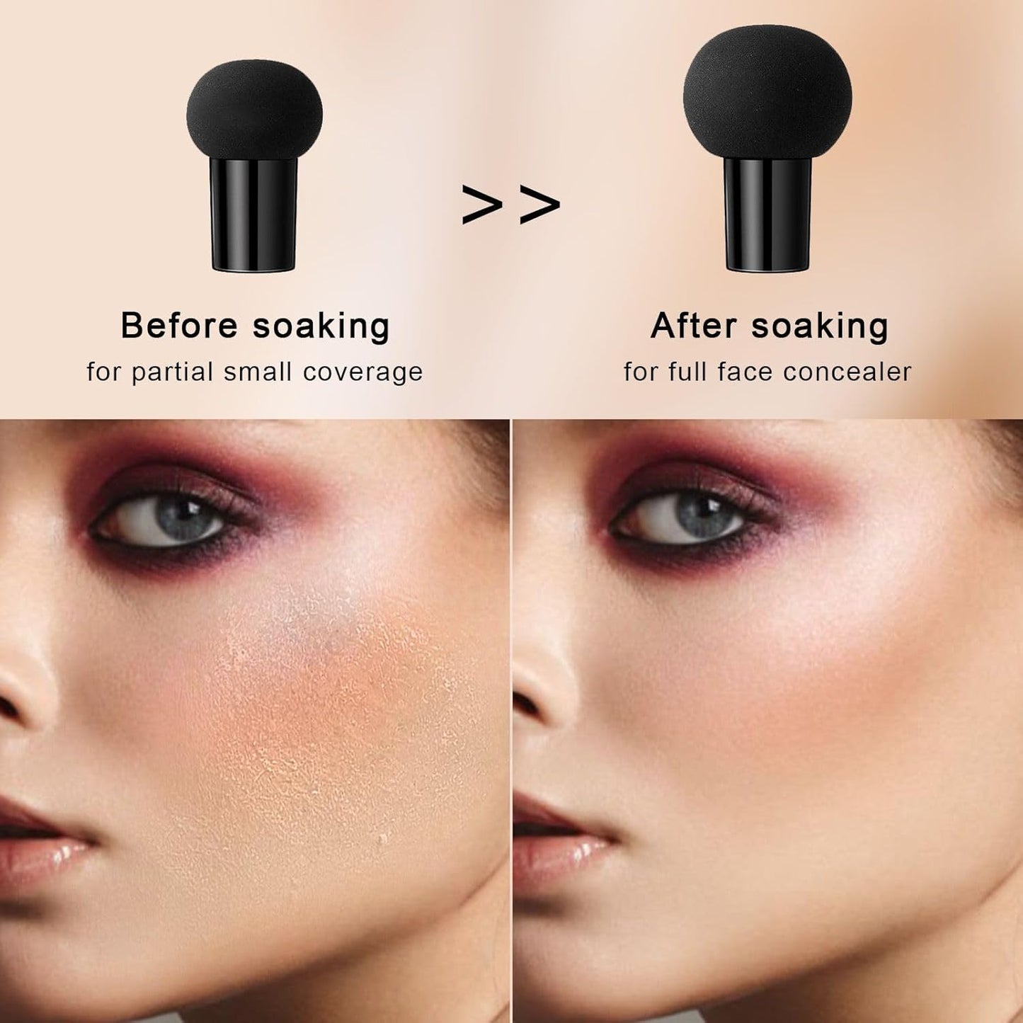 Mushroom Head Air Cushion CC Cream - BB Cream Face Makeup for Mature Skin, Moisturizing Cover Balm Foundation & Long-Lasting Color Correcting Concealer, Even Skin Tone for All Skin Types (Buff Beige)