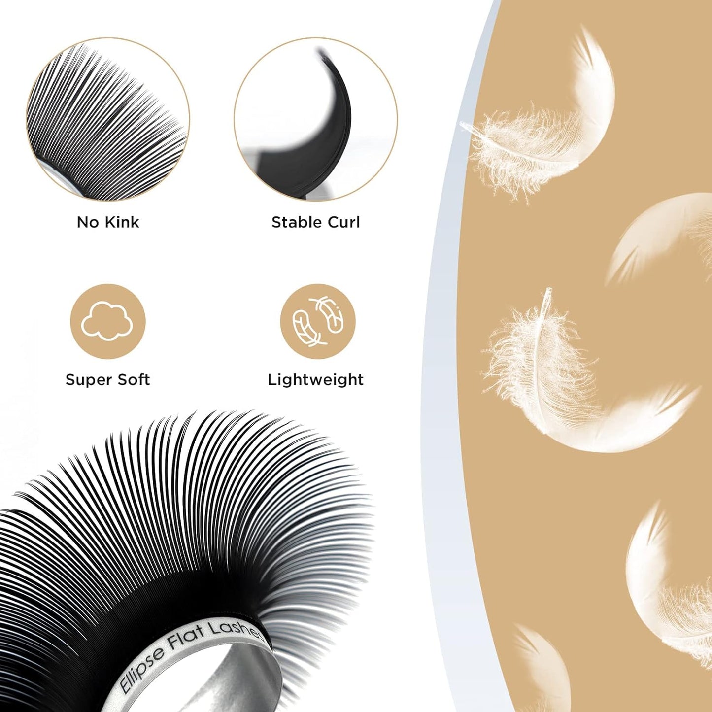 LASHVIEW Eyelash Extension,Ellipse Flat Eyelash Extensions,Individual Lashes,0.15mm C Curl 10mm,Lash Extension,Semi-Permanent,Extremely Light & Soft,Professional Salon Use.