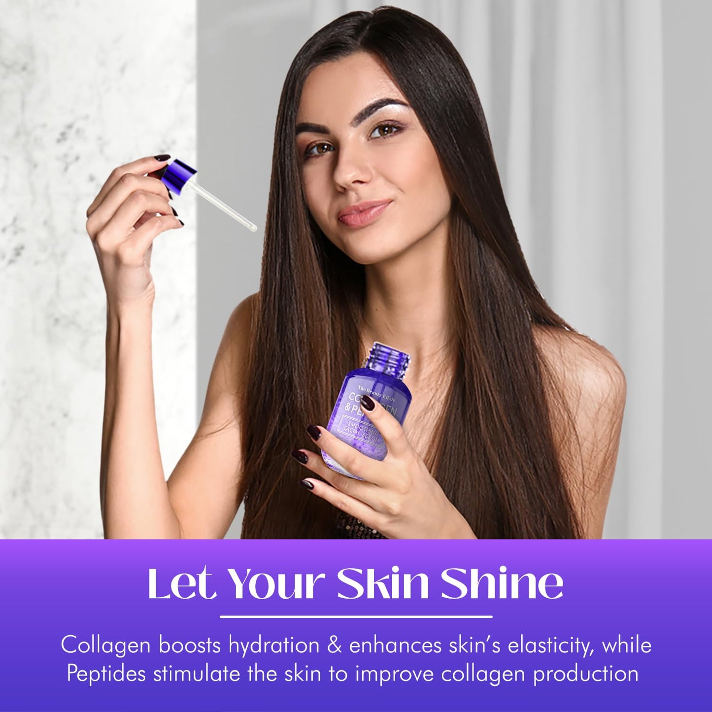 Collagen & Peptides Serum For Face - Dermatologist Tested, Anti-Aging, Hydrating & Repairing Treatment for Fine Lines & Wrinkles - Clean Beauty, Cruelty-Free Korean Skincare - 1.69oz