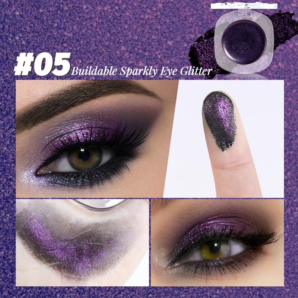 Monochrome Matte Eye Shadow Makeup Palette, Highly Pigmented Dark Purple Eyeshadow Palette, Shimmer Pressed Powder Eyeshadow Makeup,Single Vegan Eye Shadow,Daily Evening Women Girls Eyeshadow Gift 05