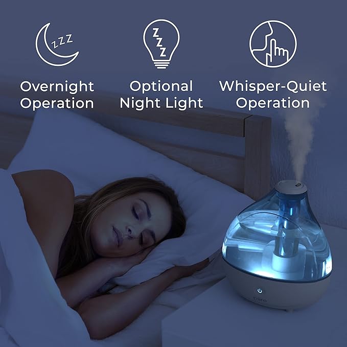 Pure Enrichment MistAire Ultrasonic Cool Mist Humidifier - Quiet Air Humidifier for Bedroom, Nursery, Office, & Indoor Plants - Lasts Up To 25 Hours